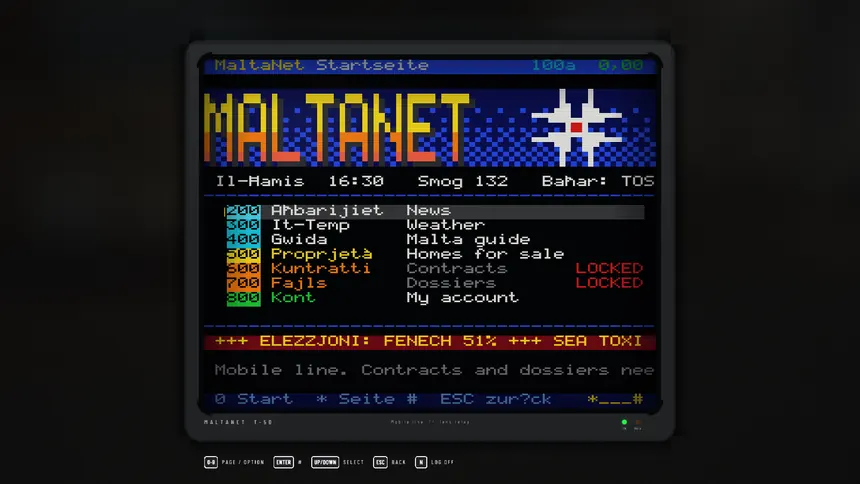 The MaltaNet videotex start page